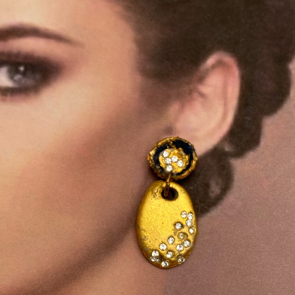 Matana handmade organic formed earrings with CZ’s